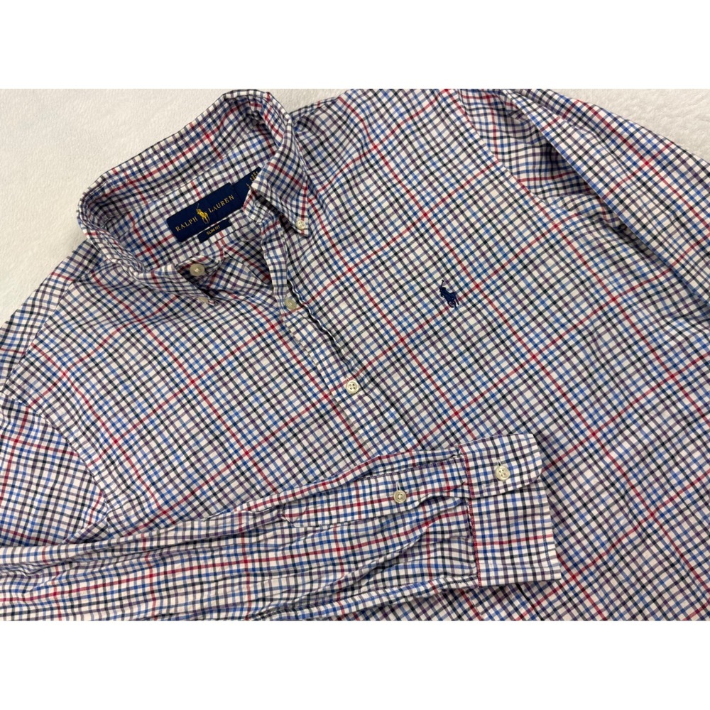Polo Ralph Lauren Slim Fit Tattersall Check Button Down Shirt Mens Large L